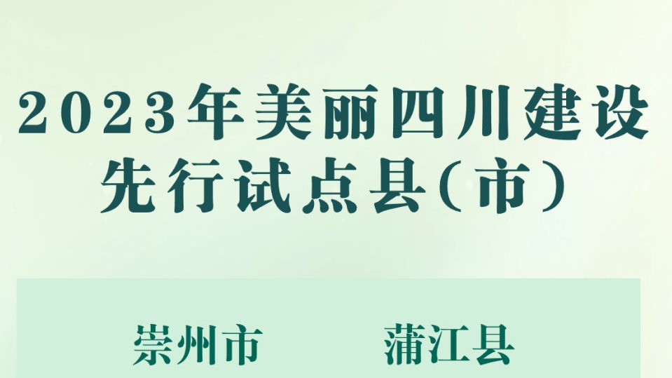 15地入选 ！2023年美丽四川建设先行试点县（市）名单公布