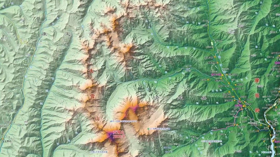 贡嘎山等9座山峰景观地图公布