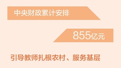 中央财政累计安排855亿元引导教师扎根农村服务基层