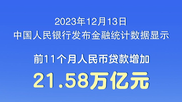 前11个月人民币贷款增加21.58万亿元