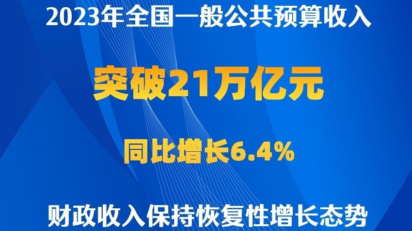 2023年全国一般公共预算收入超21万亿元