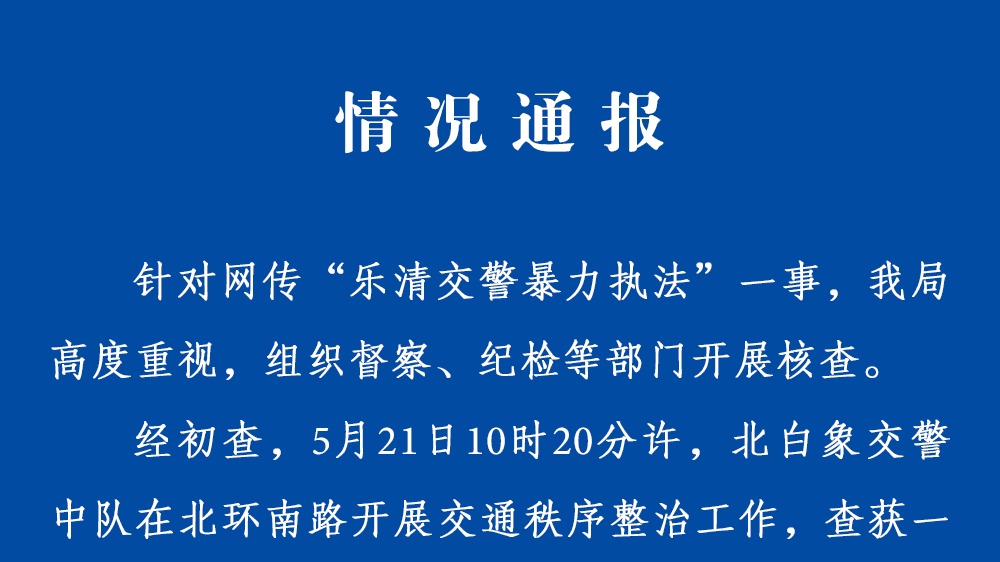 浙江交警锁喉执法反问“暴不暴？”当事民警被停职