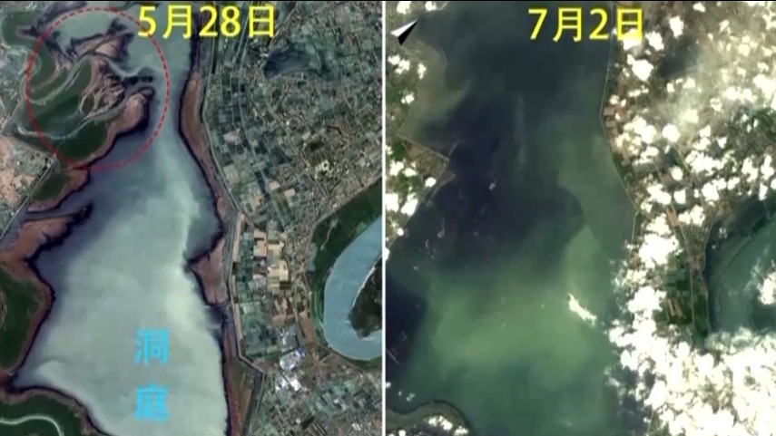 水位差持平才堵决口？卫星影像看洞庭湖水位上升过程