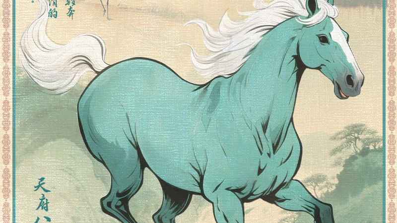 优雅之骏：行吟青山绿水间，和谐共生谱新曲｜太阳鸟漫评·天府八骏图