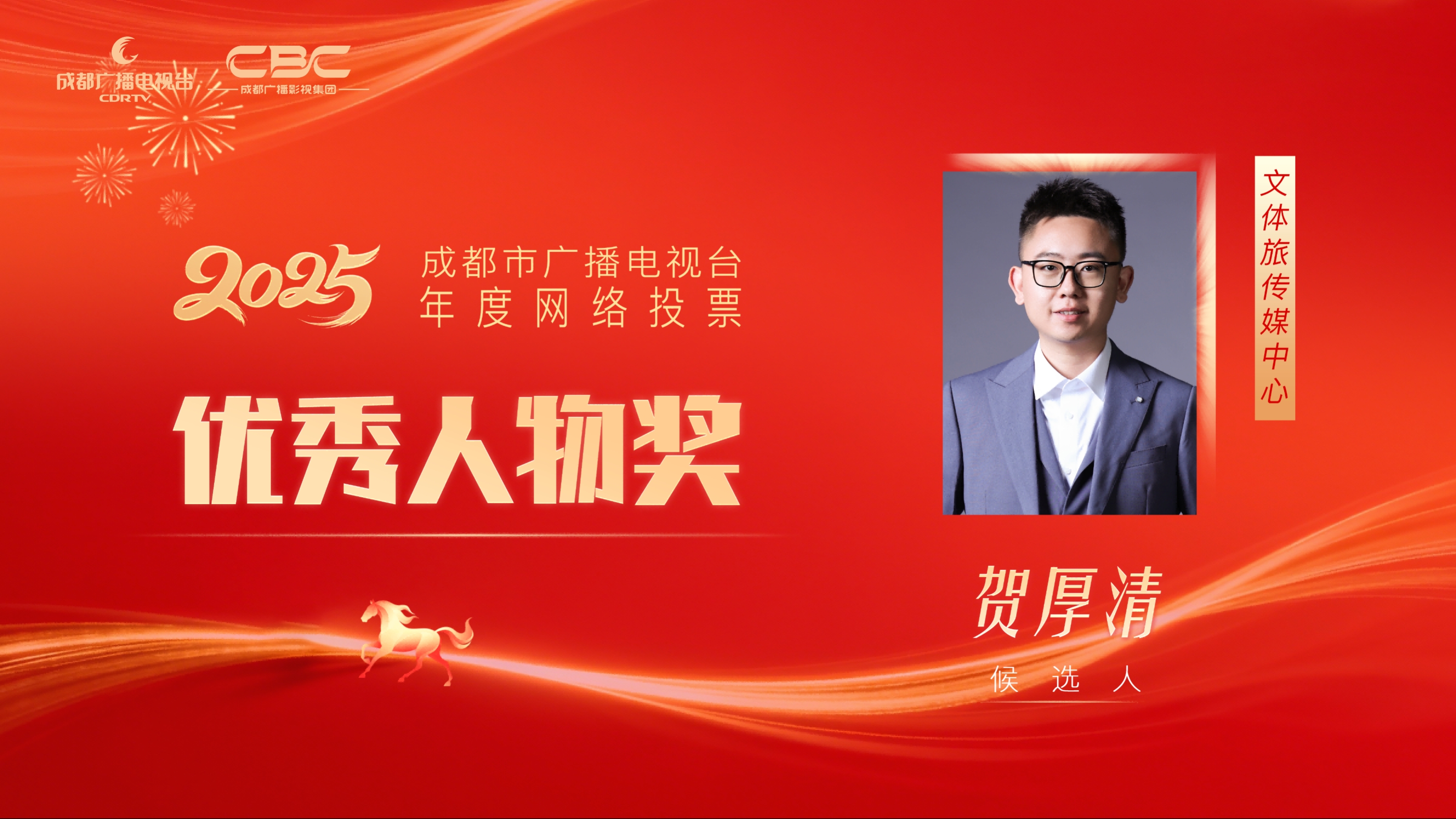 候选人：贺厚清，单位：文体旅传媒中心