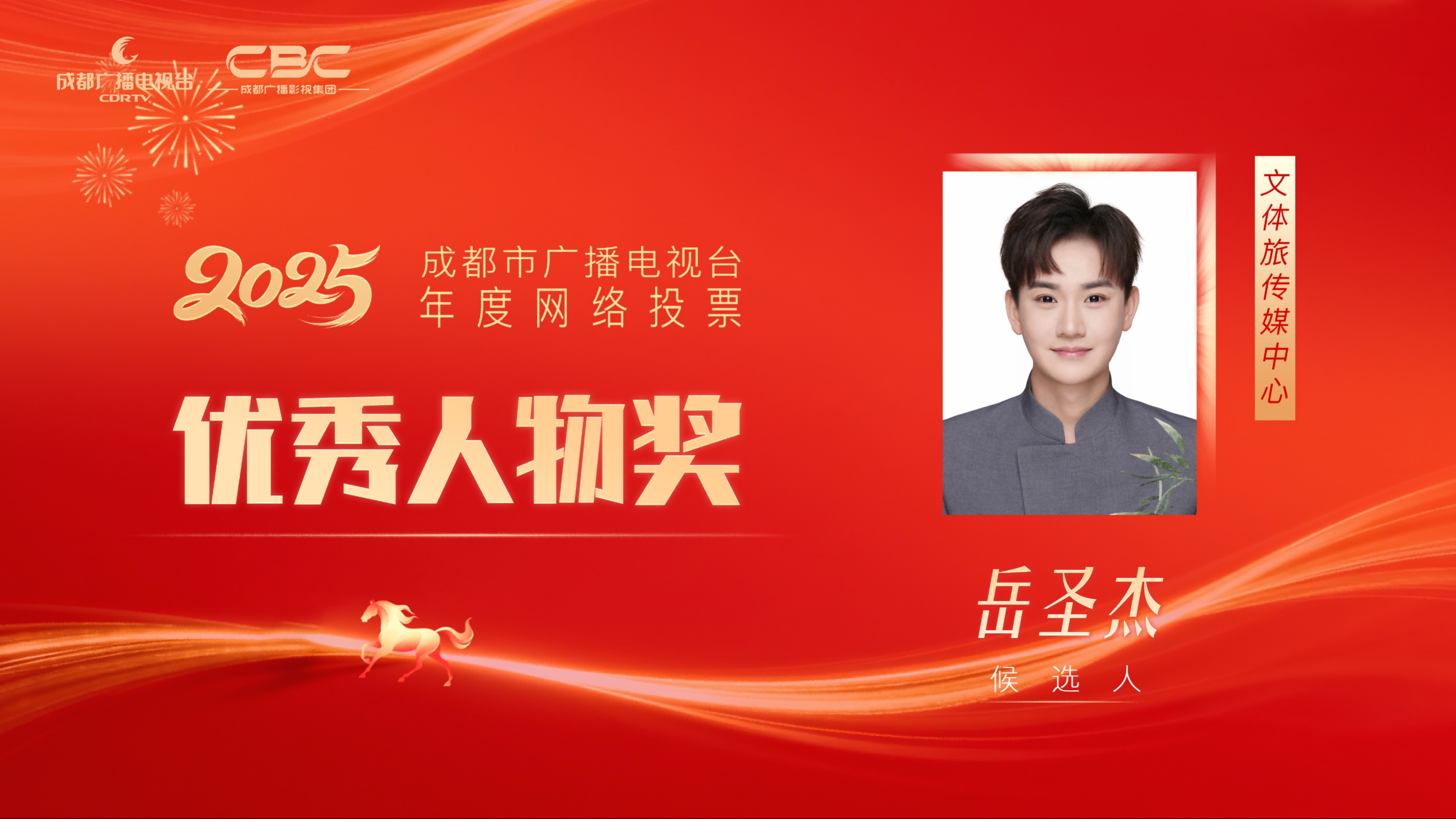 候选人：岳圣杰，单位：文体旅传媒中心