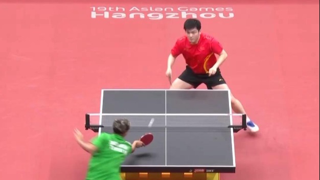 亚运会乒乓球男团小组赛 中国队取得两连胜