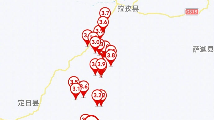 西藏定日地震 截至今日8时共记录到余震515次