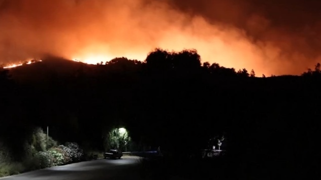 希腊爱琴海东部希俄斯岛爆发山火 强风加剧火情致多地断电
