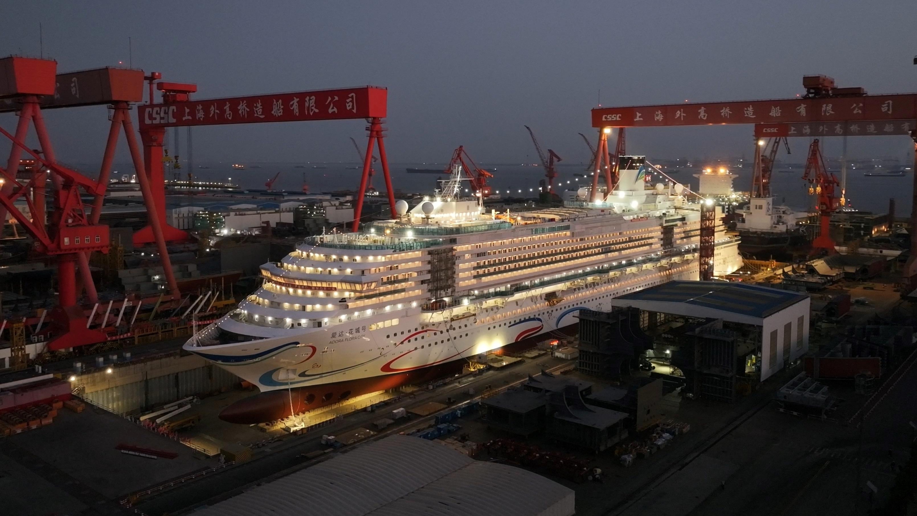 第二艘国产大型邮轮主体建造基本完成，计划3月中旬完成出坞