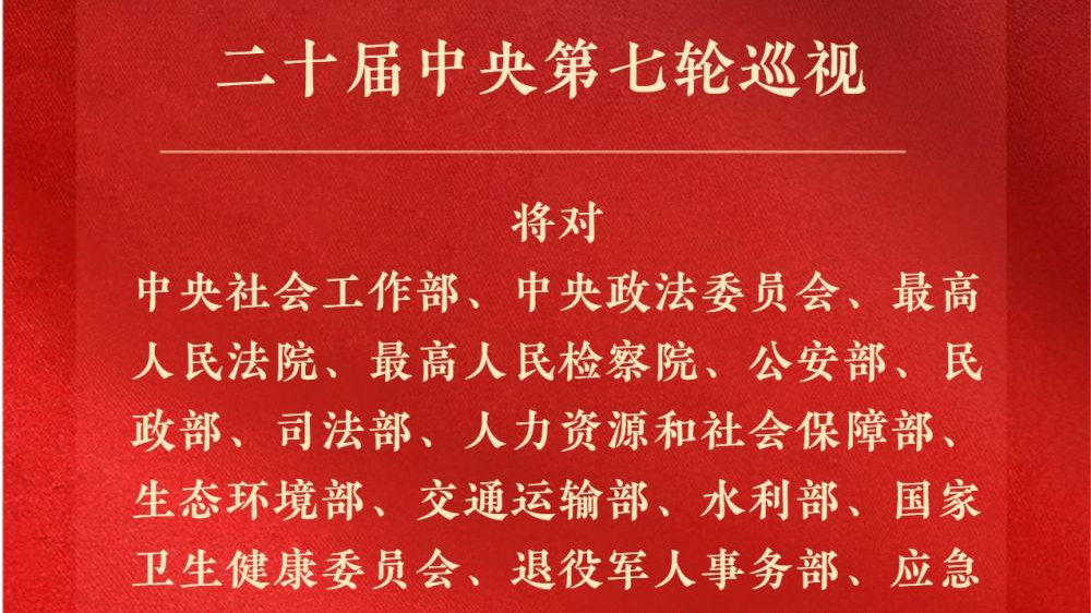 二十届中央第七轮巡视对象公布