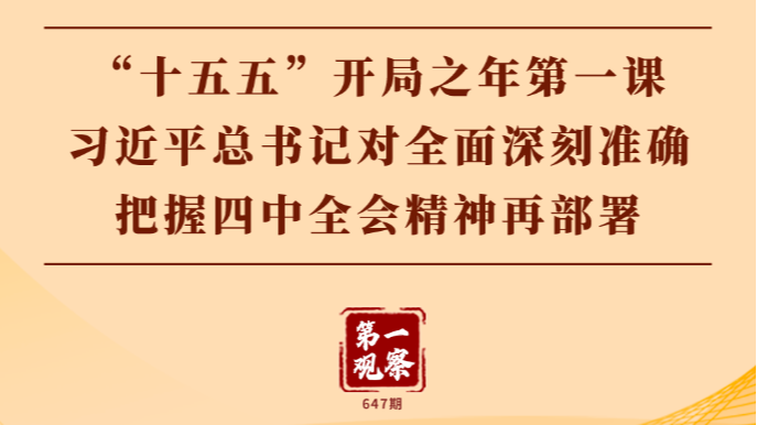 第一观察 | “十五五”开局之年第一课，习近平总书记对全面深刻准确把握四中全会精神再部署
