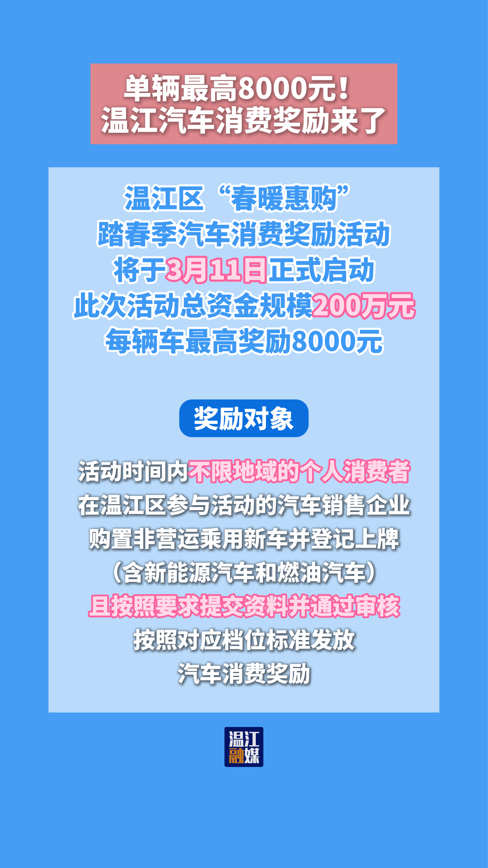 单辆最高8000元！温江汽车消费奖励来了